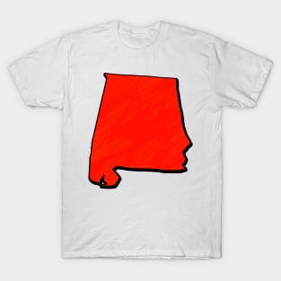 Bright Red Alabama Outline T-Shirt